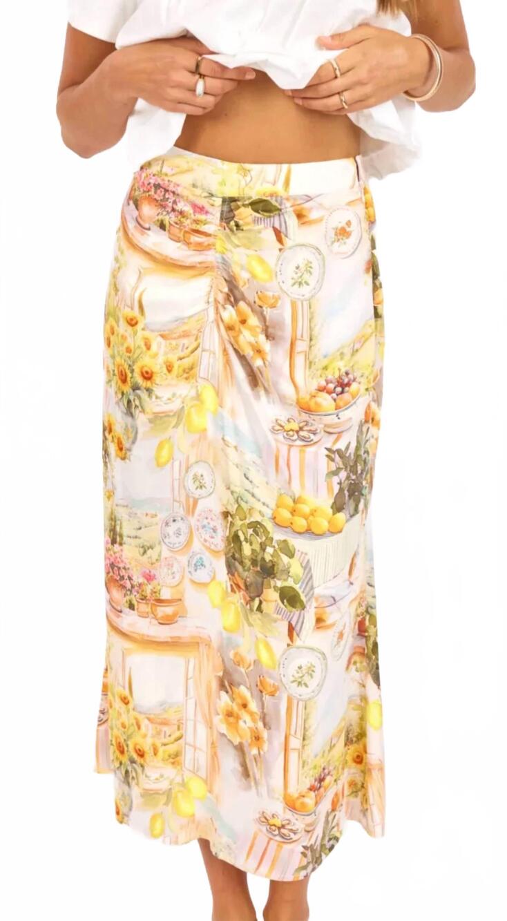 NEW SAGE THE LABEL lemoncello midi skirt in yellow